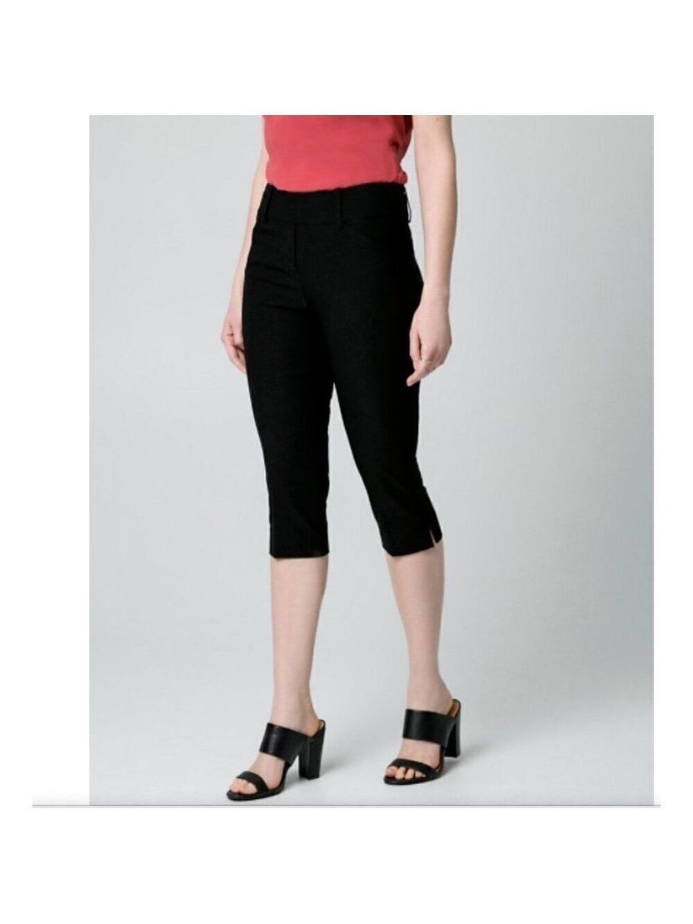Le Chateau Stretch Tech Straight Leg Crop Pant Size 18 Black